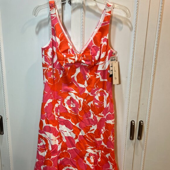 Bright Floral Print Dress with Bow - Picture 1 of 5